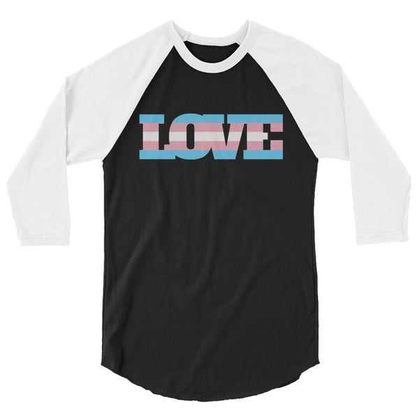 undefined Transgender Love 3/4 Sleeve Raglan Shirt by Queer In The World Originals sold by Queer In The World: The Shop - LGBT Merch Fashion