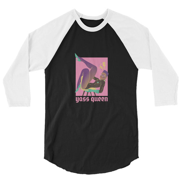 undefined Yass Queen 3/4 Sleeve Raglan Shirt by Queer In The World Originals sold by Queer In The World: The Shop - LGBT Merch Fashion