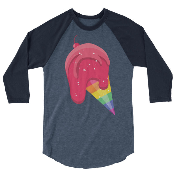 undefined Gay Icecream 3/4 Sleeve Raglan Shirt by Queer In The World Originals sold by Queer In The World: The Shop - LGBT Merch Fashion