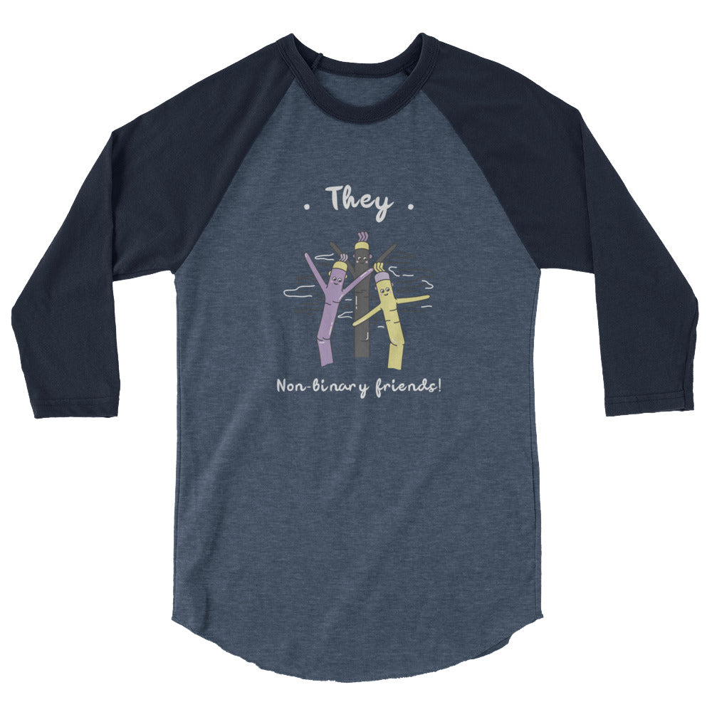 undefined They Non-Binary Friends 3/4 Sleeve Raglan Shirt by Queer In The World Originals sold by Queer In The World: The Shop - LGBT Merch Fashion