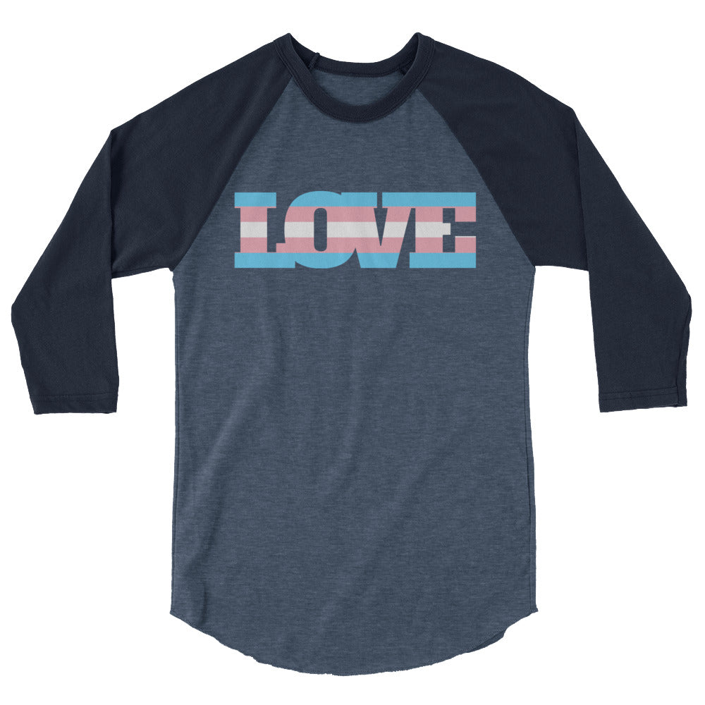 undefined Transgender Love 3/4 Sleeve Raglan Shirt by Queer In The World Originals sold by Queer In The World: The Shop - LGBT Merch Fashion