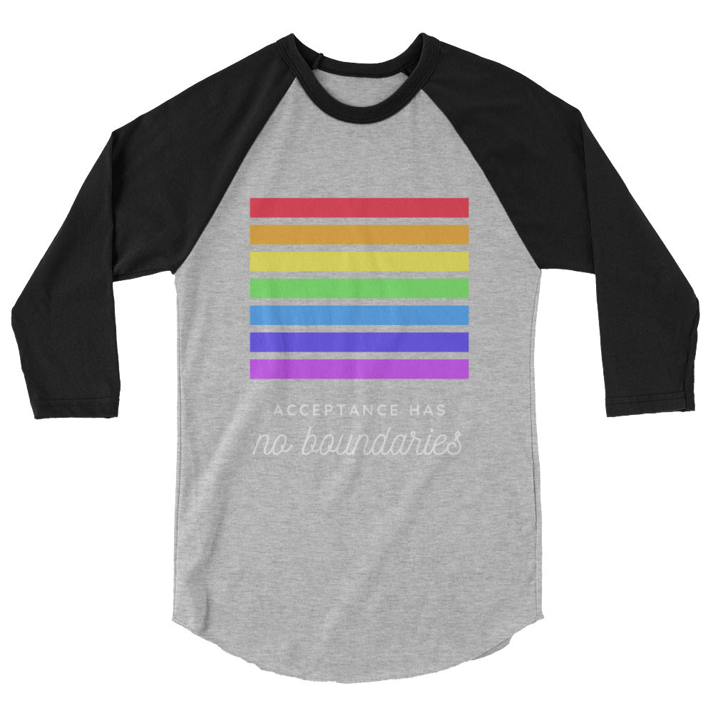 undefined Acceptance Has No Boundaries 3/4 Sleeve Raglan Shirt by Queer In The World Originals sold by Queer In The World: The Shop - LGBT Merch Fashion