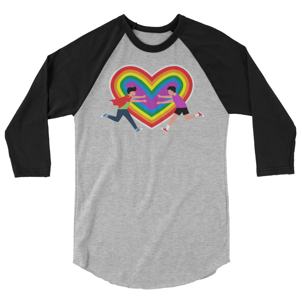 undefined Gay Couple 3/4 Sleeve Raglan Shirt by Queer In The World Originals sold by Queer In The World: The Shop - LGBT Merch Fashion