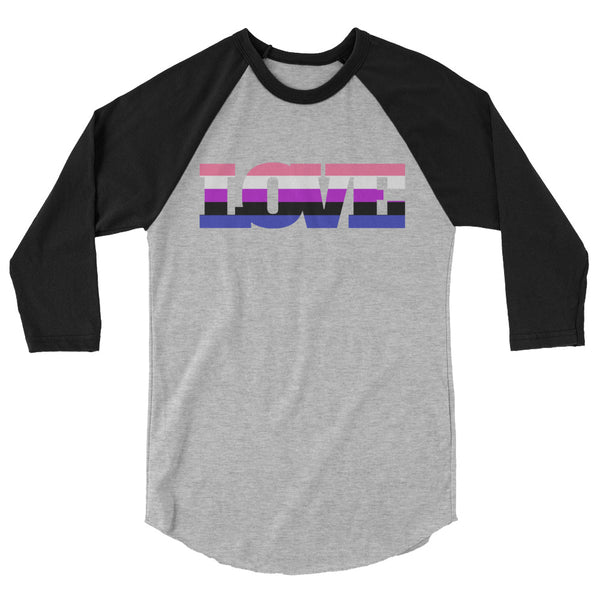 undefined Genderfluid Love 3/4 Sleeve Raglan Shirt by Queer In The World Originals sold by Queer In The World: The Shop - LGBT Merch Fashion