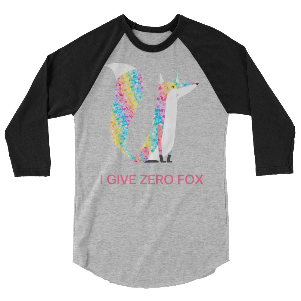 undefined I Give Zero Fox Glitter 3/4 Sleeve Raglan Shirt by Queer In The World Originals sold by Queer In The World: The Shop - LGBT Merch Fashion