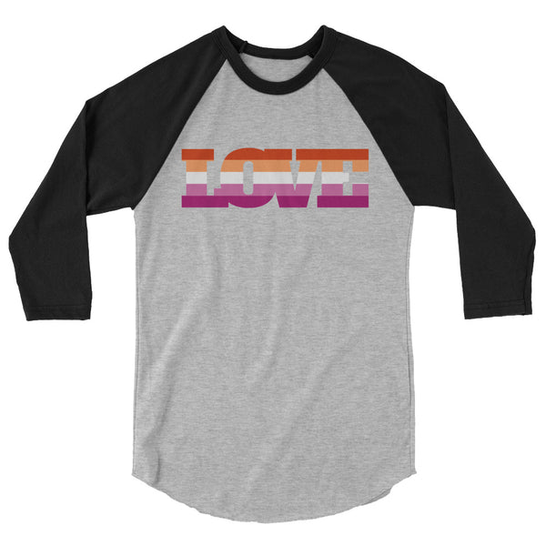 undefined Lesbian Love 3/4 Sleeve Raglan Shirt by Queer In The World Originals sold by Queer In The World: The Shop - LGBT Merch Fashion