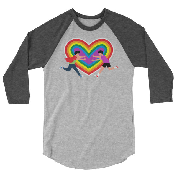 undefined Gay Couple 3/4 Sleeve Raglan Shirt by Queer In The World Originals sold by Queer In The World: The Shop - LGBT Merch Fashion