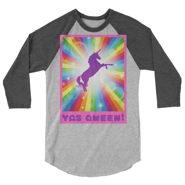 undefined Yas Qween! 3/4 Sleeve Raglan Shirt by Queer In The World Originals sold by Queer In The World: The Shop - LGBT Merch Fashion