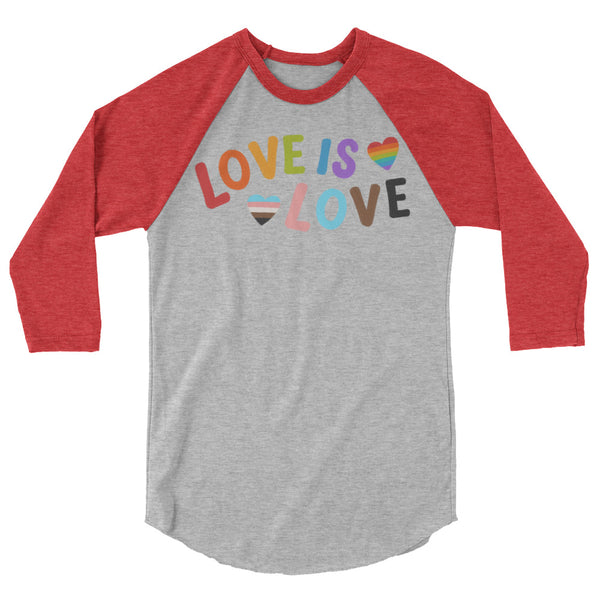 undefined Love is Love LGBTQ 3/4 Sleeve Raglan Shirt by Queer In The World Originals sold by Queer In The World: The Shop - LGBT Merch Fashion