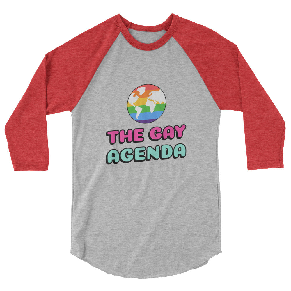 undefined The Gay Agenda 3/4 Sleeve Raglan Shirt by Queer In The World Originals sold by Queer In The World: The Shop - LGBT Merch Fashion