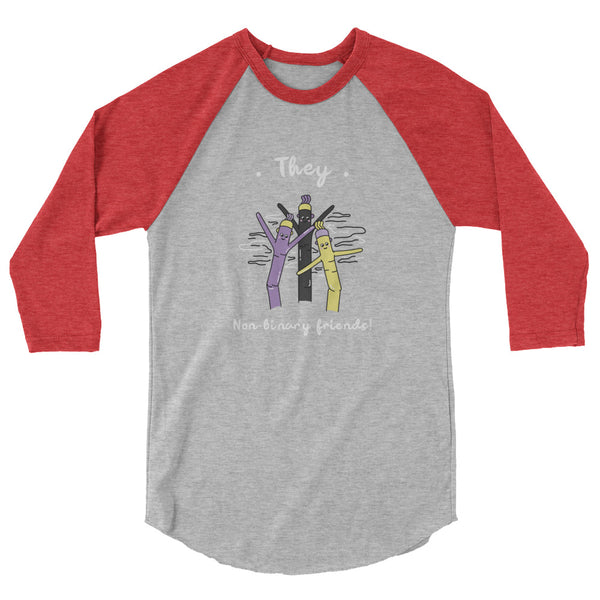 undefined They Non-Binary Friends 3/4 Sleeve Raglan Shirt by Queer In The World Originals sold by Queer In The World: The Shop - LGBT Merch Fashion