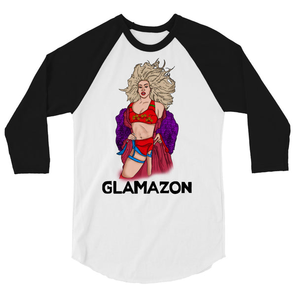 undefined Glamazon 3/4 Sleeve Raglan Shirt by Queer In The World Originals sold by Queer In The World: The Shop - LGBT Merch Fashion