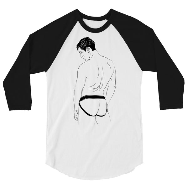 undefined Jockstrap 3/4 Sleeve Raglan Shirt by Queer In The World Originals sold by Queer In The World: The Shop - LGBT Merch Fashion