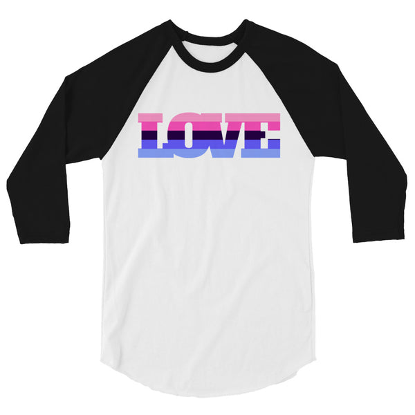 undefined Omnisexual Love 3/4 Sleeve Raglan Shirt by Queer In The World Originals sold by Queer In The World: The Shop - LGBT Merch Fashion