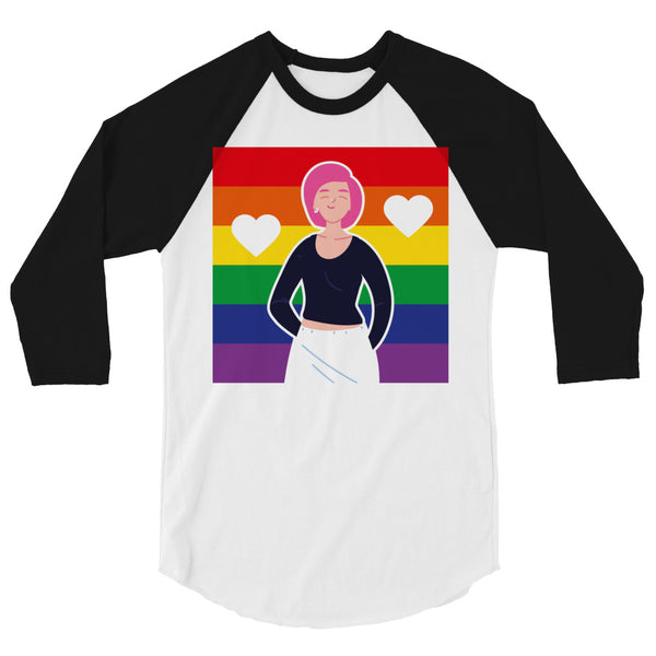 undefined Queer Love Is Love Is Love 3/4 Sleeve Raglan Shirt by Queer In The World Originals sold by Queer In The World: The Shop - LGBT Merch Fashion