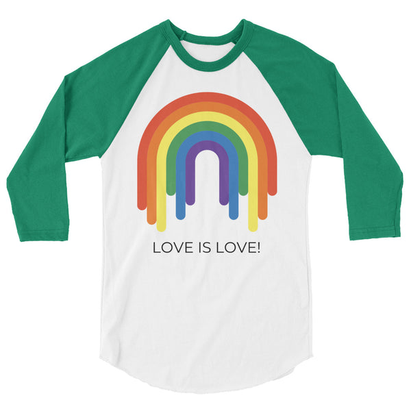 undefined Love Is Love 3/4 Sleeve Raglan Shirt by Printful sold by Queer In The World: The Shop - LGBT Merch Fashion