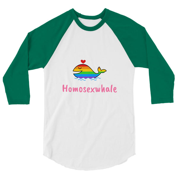 undefined Homosexwhale 3/4 Sleeve Raglan Shirt by Queer In The World Originals sold by Queer In The World: The Shop - LGBT Merch Fashion