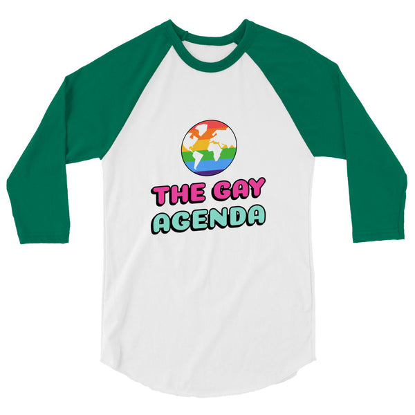 undefined The Gay Agenda 3/4 Sleeve Raglan Shirt by Queer In The World Originals sold by Queer In The World: The Shop - LGBT Merch Fashion
