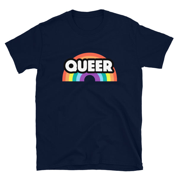 Navy Queer Rainbow T-Shirt by Queer In The World Originals sold by Queer In The World: The Shop - LGBT Merch Fashion