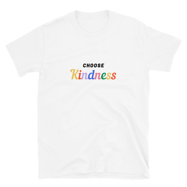 White T-shirt with colorful “CHOOSE Kindness” chest lettering