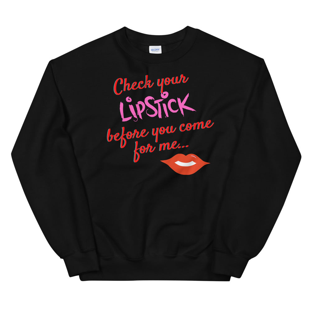 Black Check Your Lipstick Unisex Sweatshirt by Queer In The World Originals sold by Queer In The World: The Shop - LGBT Merch Fashion