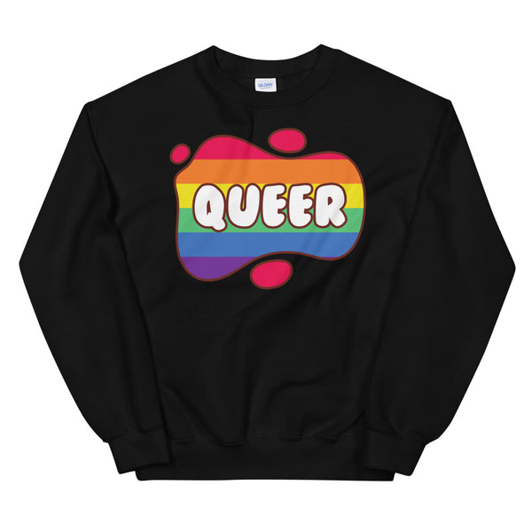 Black Queer Unisex Sweatshirt by Queer In The World Originals sold by Queer In The World: The Shop - LGBT Merch Fashion