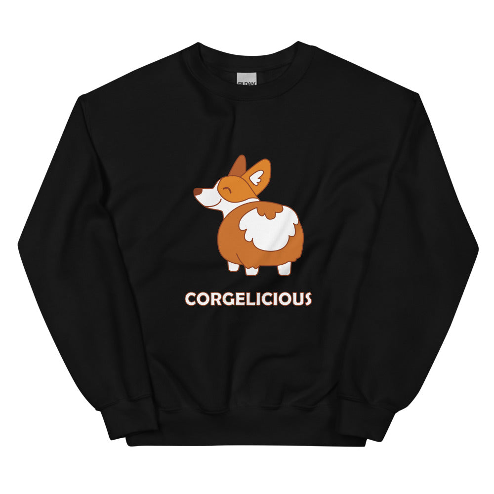 Black Corgelicious Unisex Sweatshirt by Printful sold by Queer In The World: The Shop - LGBT Merch Fashion