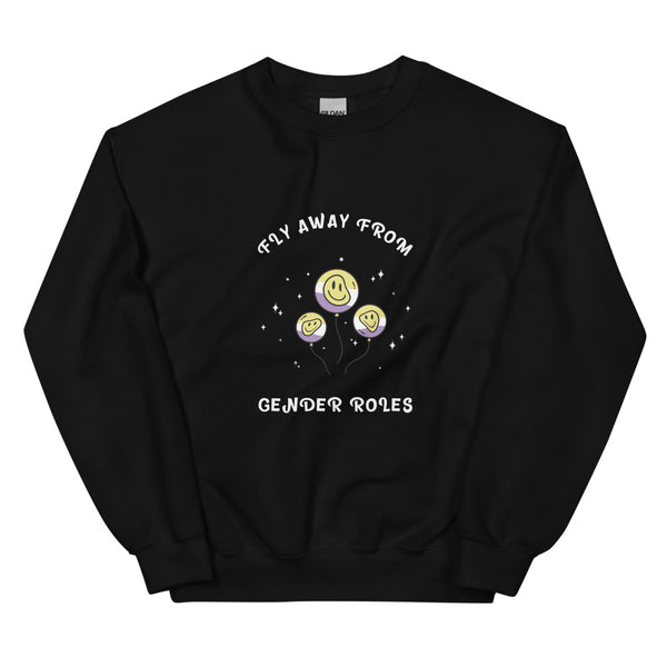 Black Fly Away From Gender Roles Unisex Sweatshirt by Queer In The World Originals sold by Queer In The World: The Shop - LGBT Merch Fashion