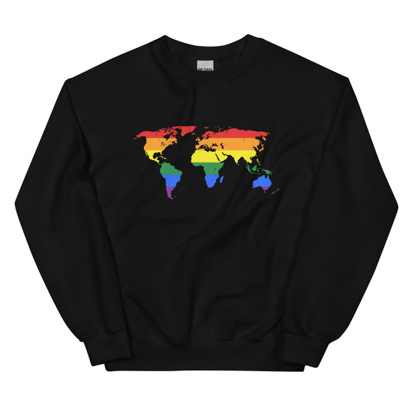 Black Gay Map Unisex Sweatshirt by Queer In The World Originals sold by Queer In The World: The Shop - LGBT Merch Fashion