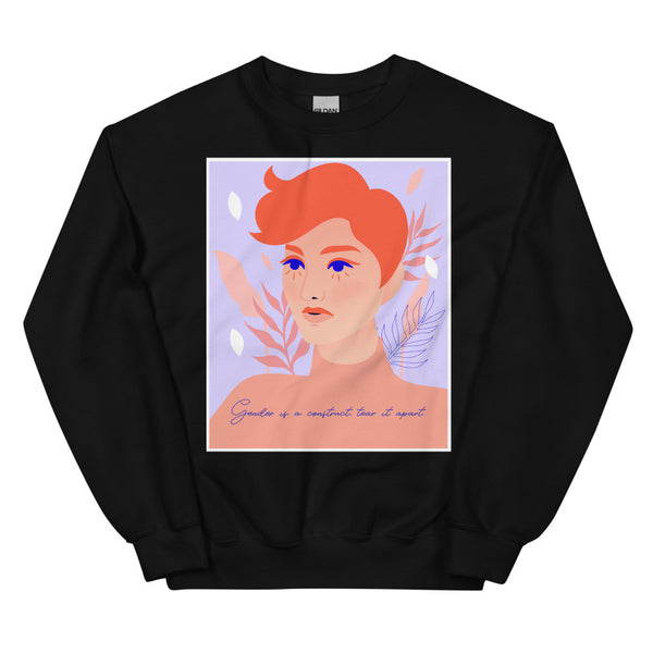 Black Gender Is A Construct Tear It Apart Unisex Sweatshirt by Queer In The World Originals sold by Queer In The World: The Shop - LGBT Merch Fashion