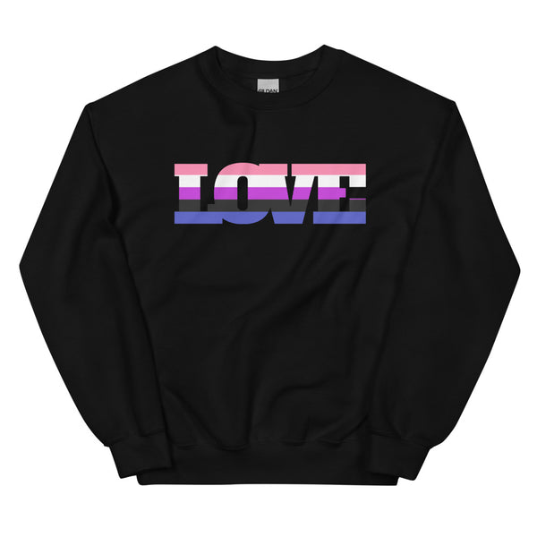 Black Genderfluid Love Unisex Sweatshirt by Queer In The World Originals sold by Queer In The World: The Shop - LGBT Merch Fashion