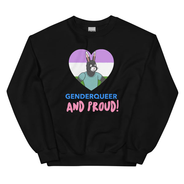 Black Genderqueer And Proud Unisex Sweatshirt by Queer In The World Originals sold by Queer In The World: The Shop - LGBT Merch Fashion