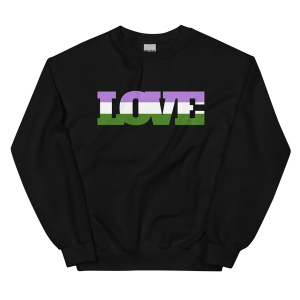 Black Genderqueer Love Unisex Sweatshirt by Queer In The World Originals sold by Queer In The World: The Shop - LGBT Merch Fashion