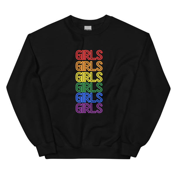 Black Girls Girls Girls Unisex Sweatshirt by Queer In The World Originals sold by Queer In The World: The Shop - LGBT Merch Fashion
