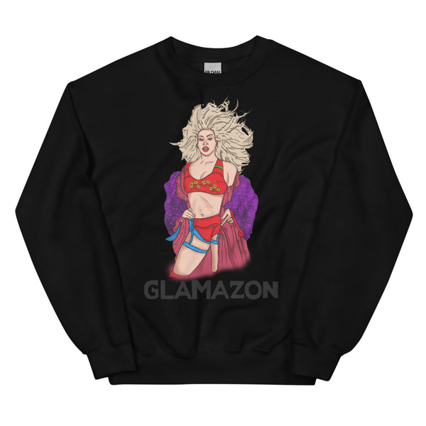 Black Glamazon Unisex Sweatshirt by Queer In The World Originals sold by Queer In The World: The Shop - LGBT Merch Fashion