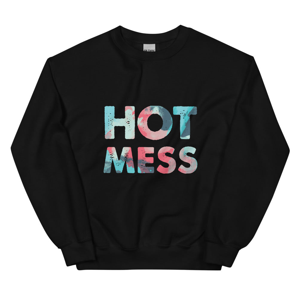 Black Hot Mess Unisex Sweatshirt by Printful sold by Queer In The World: The Shop - LGBT Merch Fashion