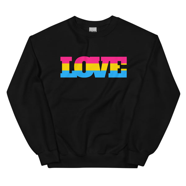Black Pansexual Love Unisex Sweatshirt by Queer In The World Originals sold by Queer In The World: The Shop - LGBT Merch Fashion
