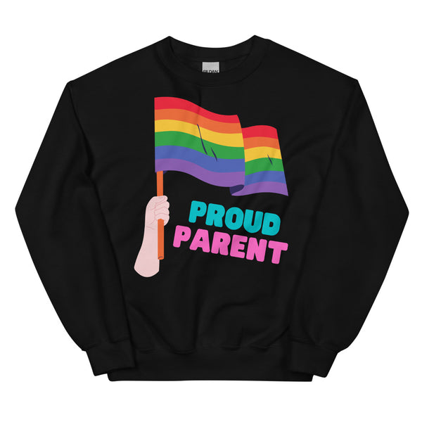 Black Proud Parent Unisex Sweatshirt by Queer In The World Originals sold by Queer In The World: The Shop - LGBT Merch Fashion