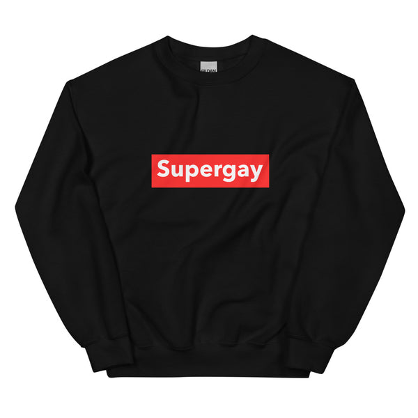 Black Supergay Unisex Sweatshirt by Queer In The World Originals sold by Queer In The World: The Shop - LGBT Merch Fashion
