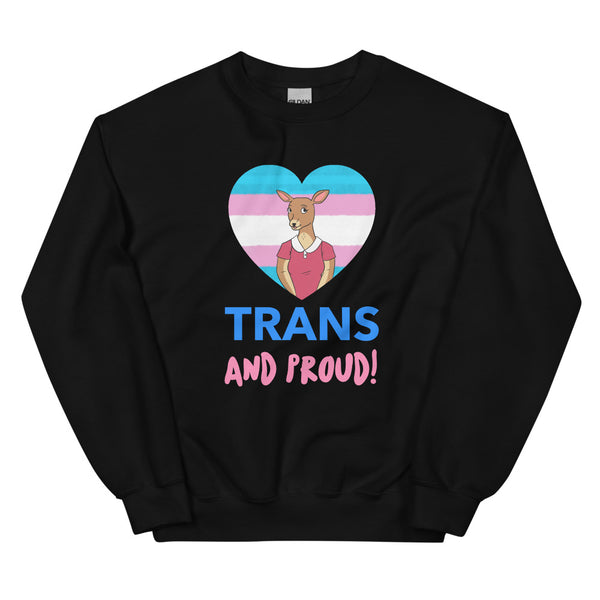 Black Trans And Proud Unisex Sweatshirt by Queer In The World Originals sold by Queer In The World: The Shop - LGBT Merch Fashion