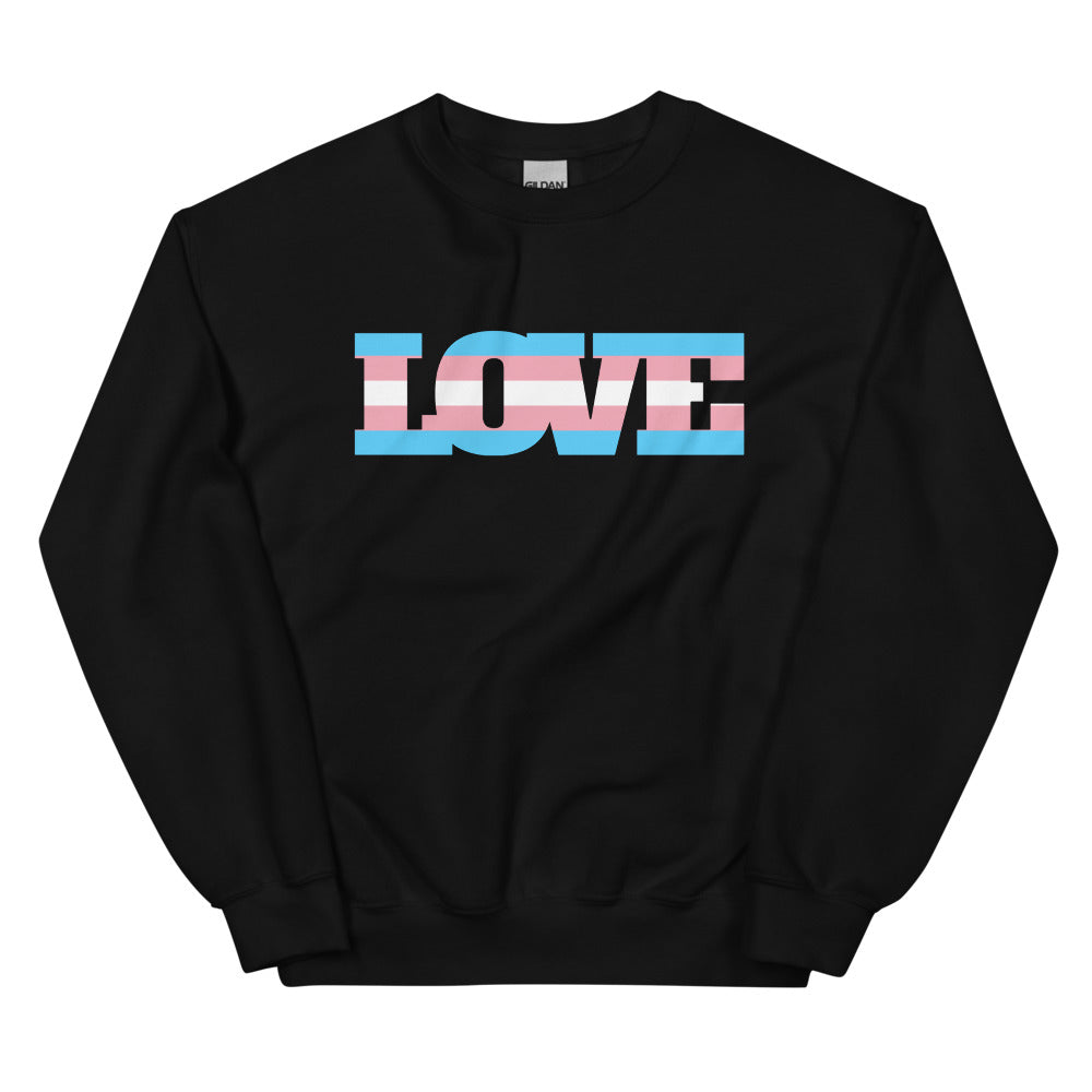 Black Transgender Love Unisex Sweatshirt by Printful sold by Queer In The World: The Shop - LGBT Merch Fashion