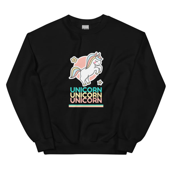 Black Unicorn Unicorn Unicorn Unisex Sweatshirt by Queer In The World Originals sold by Queer In The World: The Shop - LGBT Merch Fashion