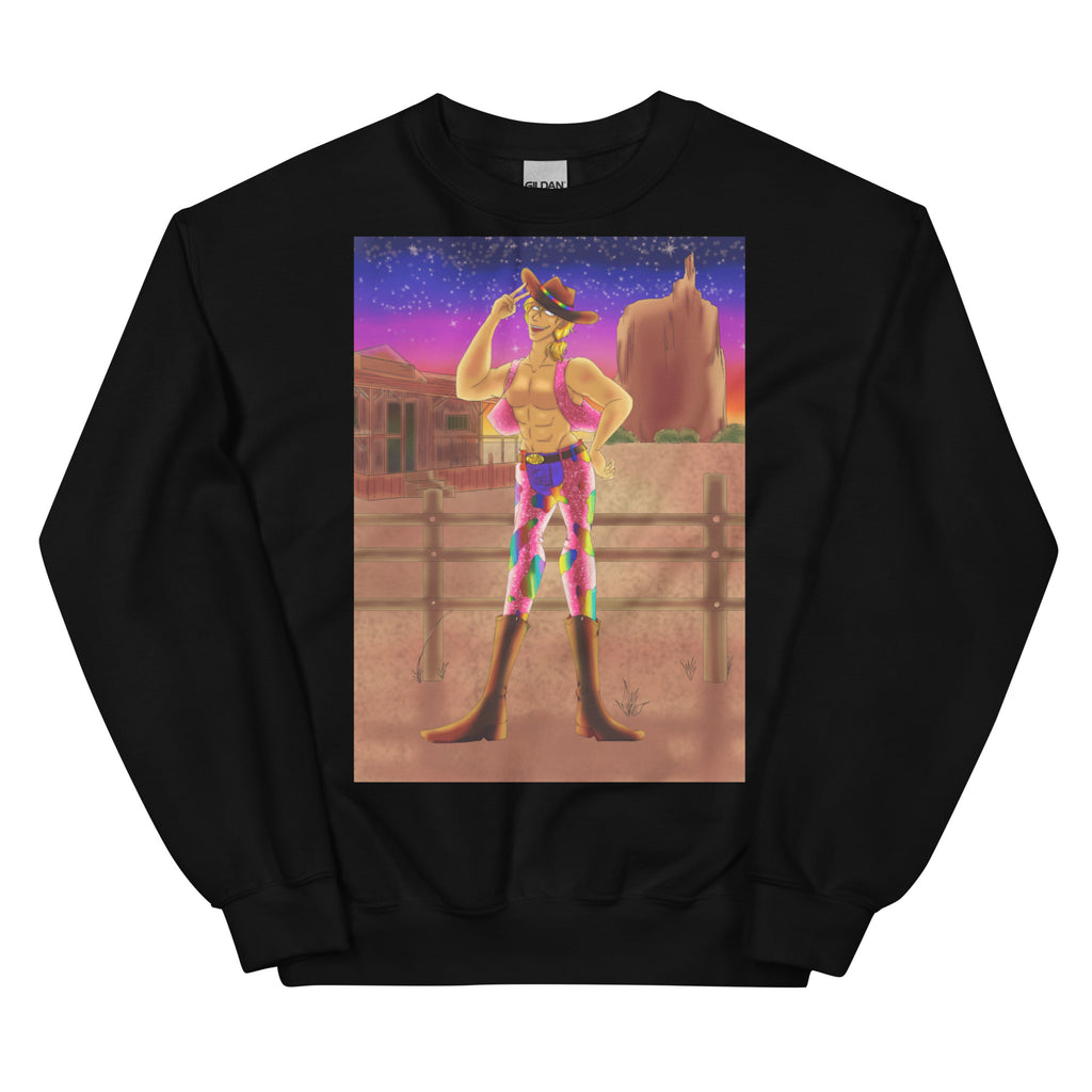 Black Gay Cowboy at Sunset Unisex Sweatshirt by Queer In The World Originals sold by Queer In The World: The Shop - LGBT Merch Fashion