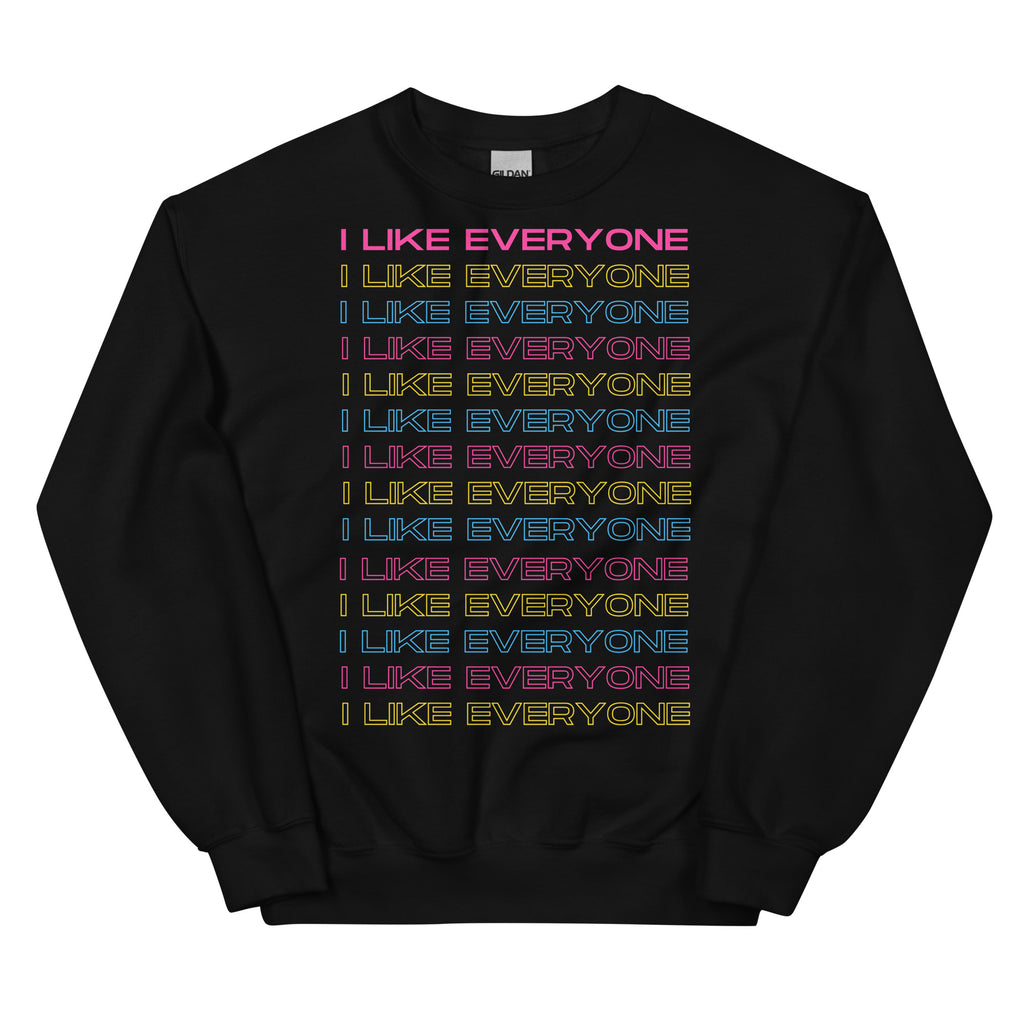 Black I Like Everyone Unisex Sweatshirt by Queer In The World Originals sold by Queer In The World: The Shop - LGBT Merch Fashion