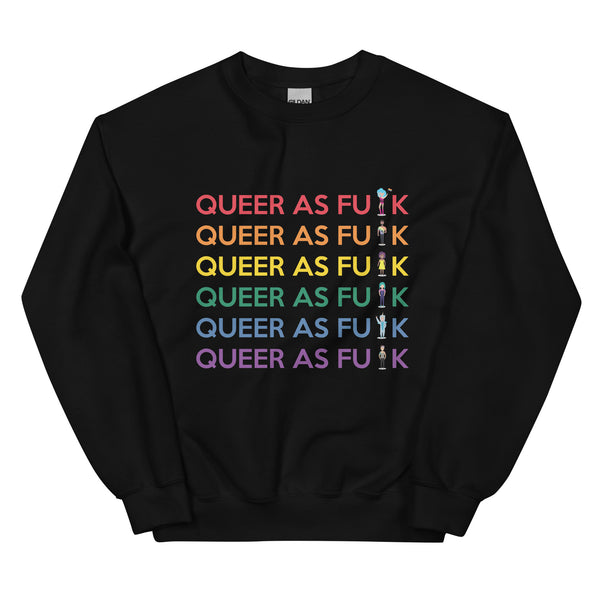 Black Queer As Fu*k Unisex Sweatshirt by Queer In The World Originals sold by Queer In The World: The Shop - LGBT Merch Fashion