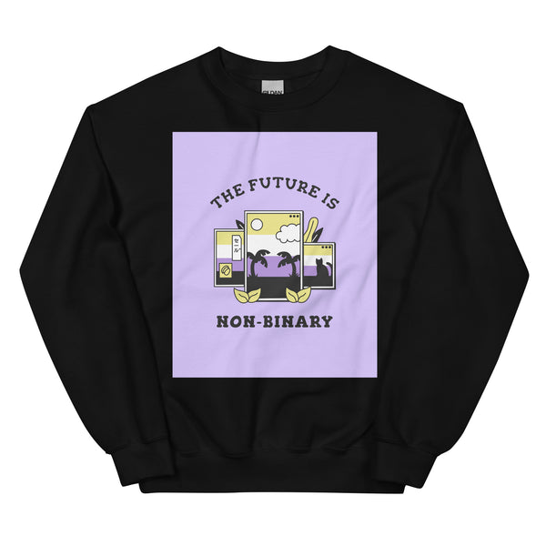 Black The Future is Non-binary Unisex Sweatshirt by Queer In The World Originals sold by Queer In The World: The Shop - LGBT Merch Fashion