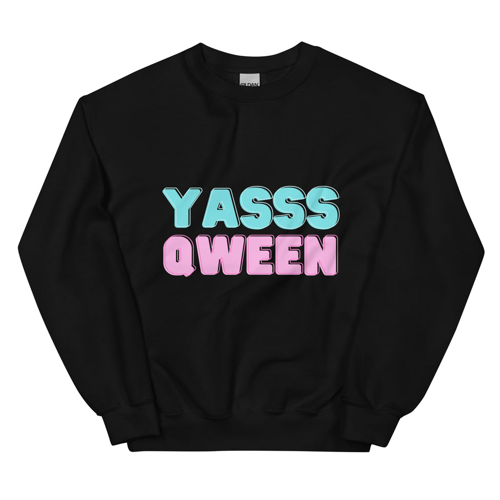 Black Yasss Qween Unisex Sweatshirt by Queer In The World Originals sold by Queer In The World: The Shop - LGBT Merch Fashion