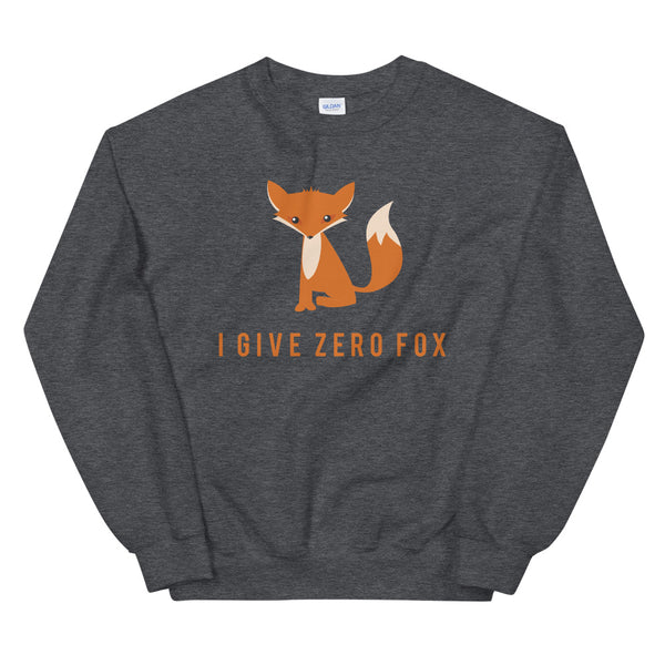 Dark Heather I Give Zero Fox Unisex Sweatshirt by Queer In The World Originals sold by Queer In The World: The Shop - LGBT Merch Fashion
