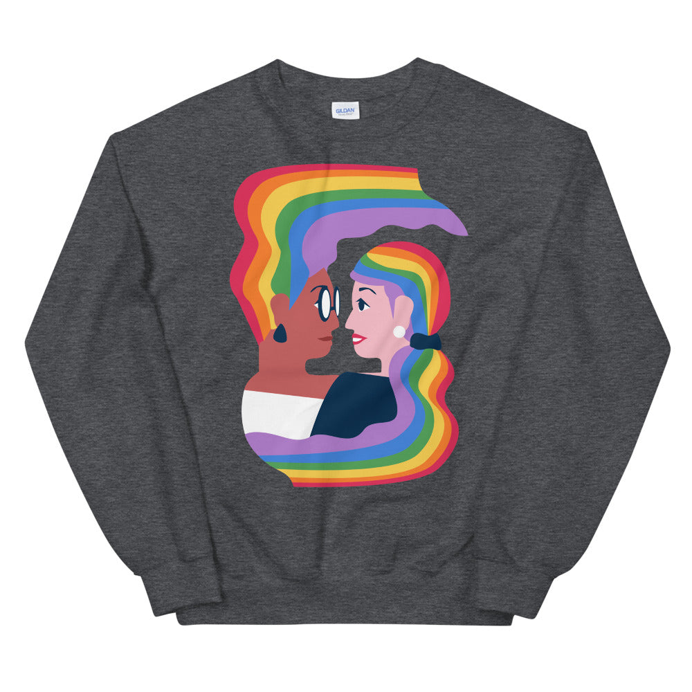 Dark Heather LGBT Couple Unisex Sweatshirt by Queer In The World Originals sold by Queer In The World: The Shop - LGBT Merch Fashion
