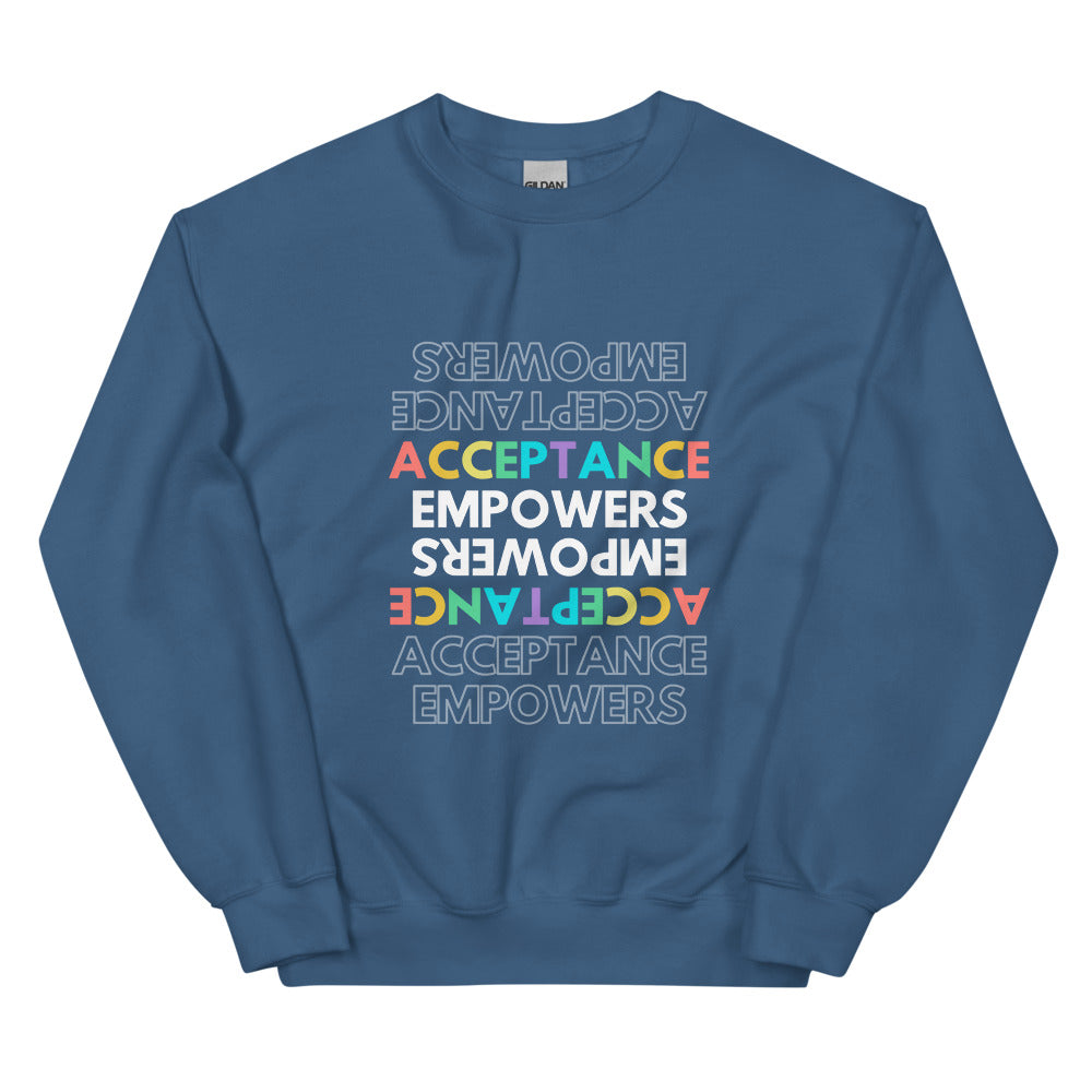 Indigo Blue Acceptance Empowers Unisex Sweatshirt by Queer In The World Originals sold by Queer In The World: The Shop - LGBT Merch Fashion